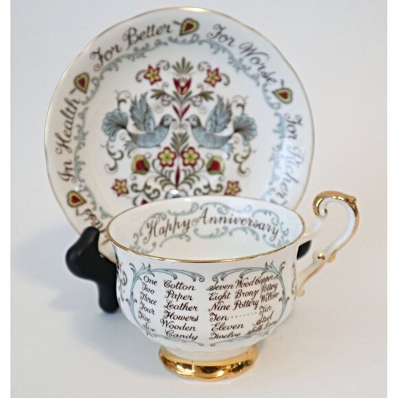 Vintage Paragon Teacup and Saucer Happy Anniversary Gift - Picture 1 of 7